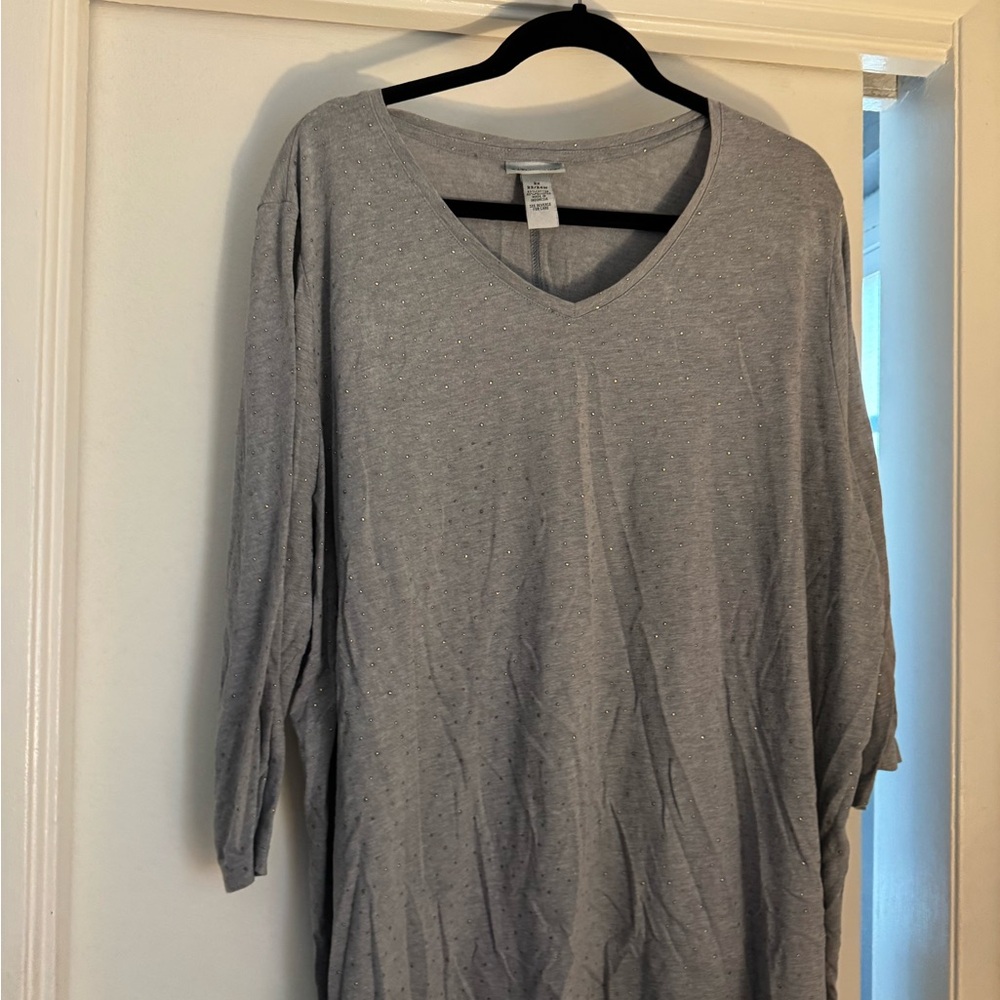 Catherines Silver Long Sleeve V-Neck Top